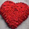 a heart shaped red roses